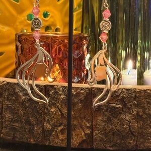 Elegant Silver and Pink Dangle Earrings